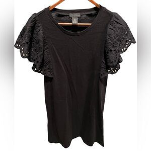 Design 365 black‎ swing dress with lace sleeves women’s  large NWT